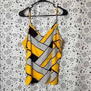 Yellow and Gray Asymmetrical Sleeveless Camisole